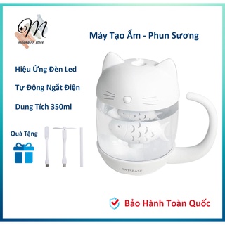 Máy phun sương tạo ẩm mini con mèo thích con cá dung tích 350ml cực dễ thương kết nối cổng USB tặng quạt đèn USB