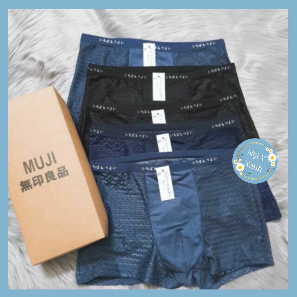 Hộp 4 Quần sịp tam giác trơn Muji xuất Nhật- Hộp 4 Sịp Đùi Nam Thông Hơi giá rẻ tốt