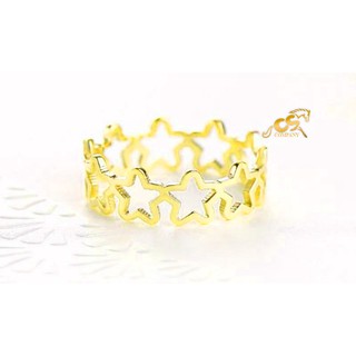 Nhẫn titan ngôi sao rổng mạ vàng 24k