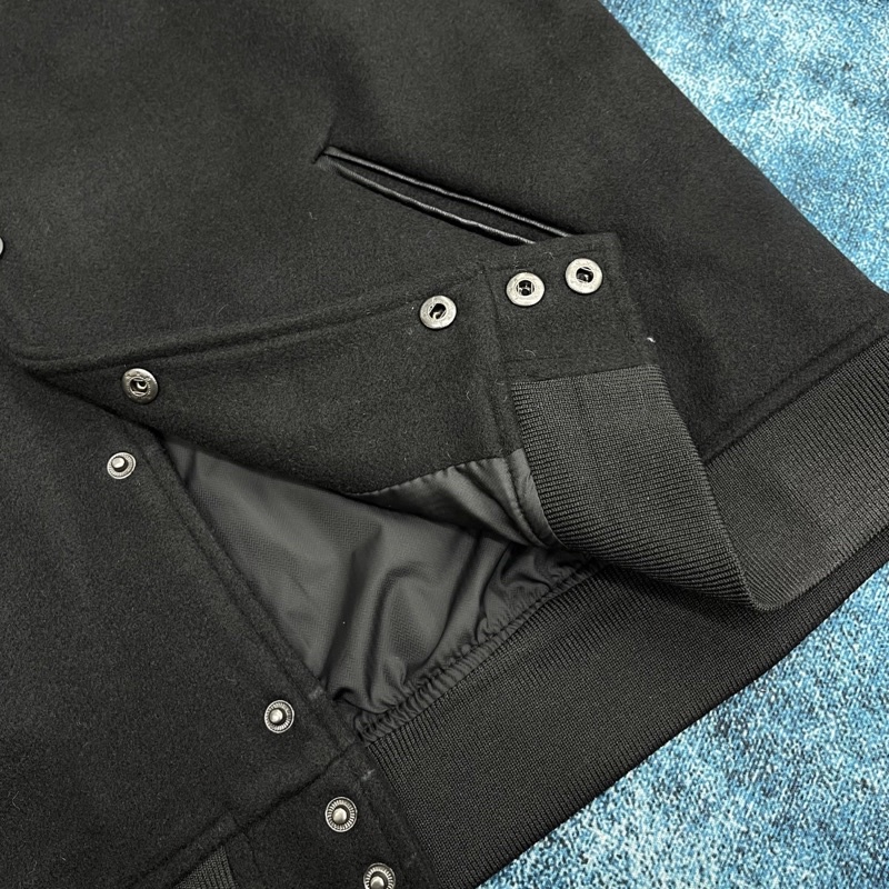 Áo khoác Teddy bomber nam nữ thêu 2 sọc da đen hai vai chất dạ lót gió ống bo chun dày dặn đẹp AK08P