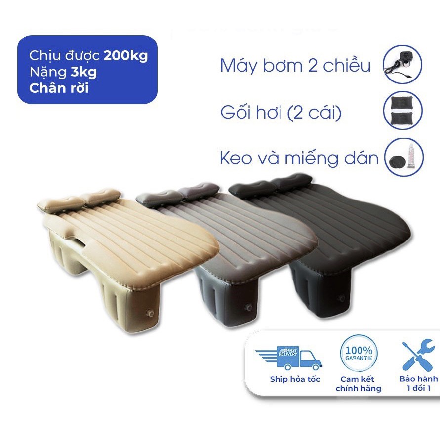Đệm hơi ô tô nệm hơi xe ô tô tặng kèm bơm điện, gối, miếng và dự phòng