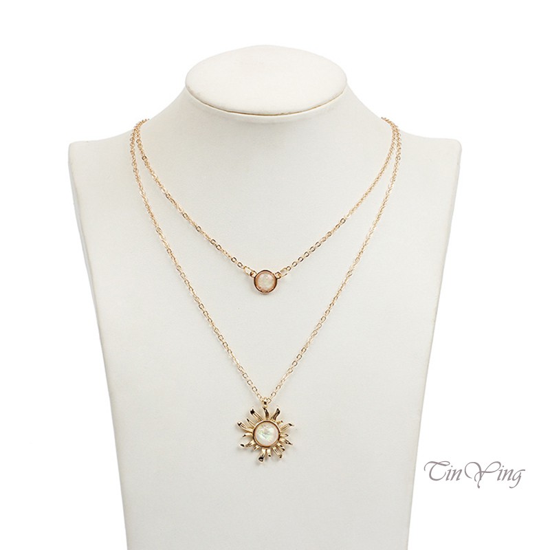 Necklace French Design Sense Multi-Layer Sunflower Women Fashion Clavicle Chain Alloy Material Party Birthday