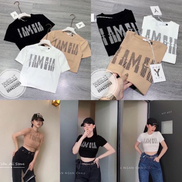 [ video hình thật ] Áo Croptop Body In Chữ I AM GIA