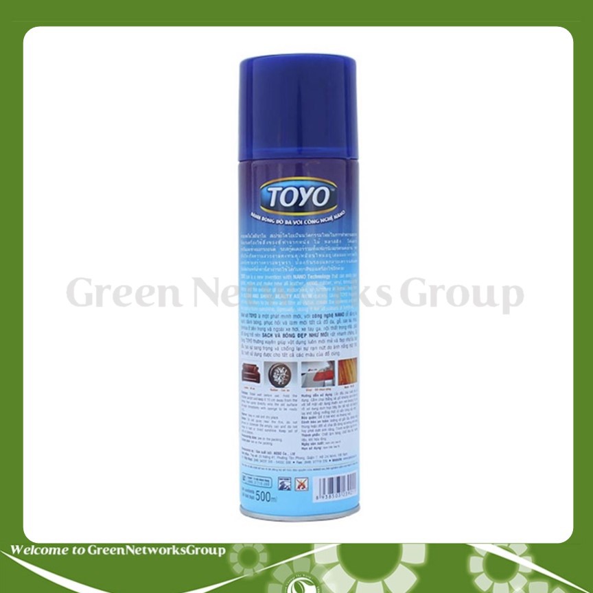 Chai Xịt Tẩy Đánh Bóng Đồ Da Vỏ Xe Đồ Nhựa Cứng Đồ Gỗ Nội Thất 500ml TOYO Greennetworks