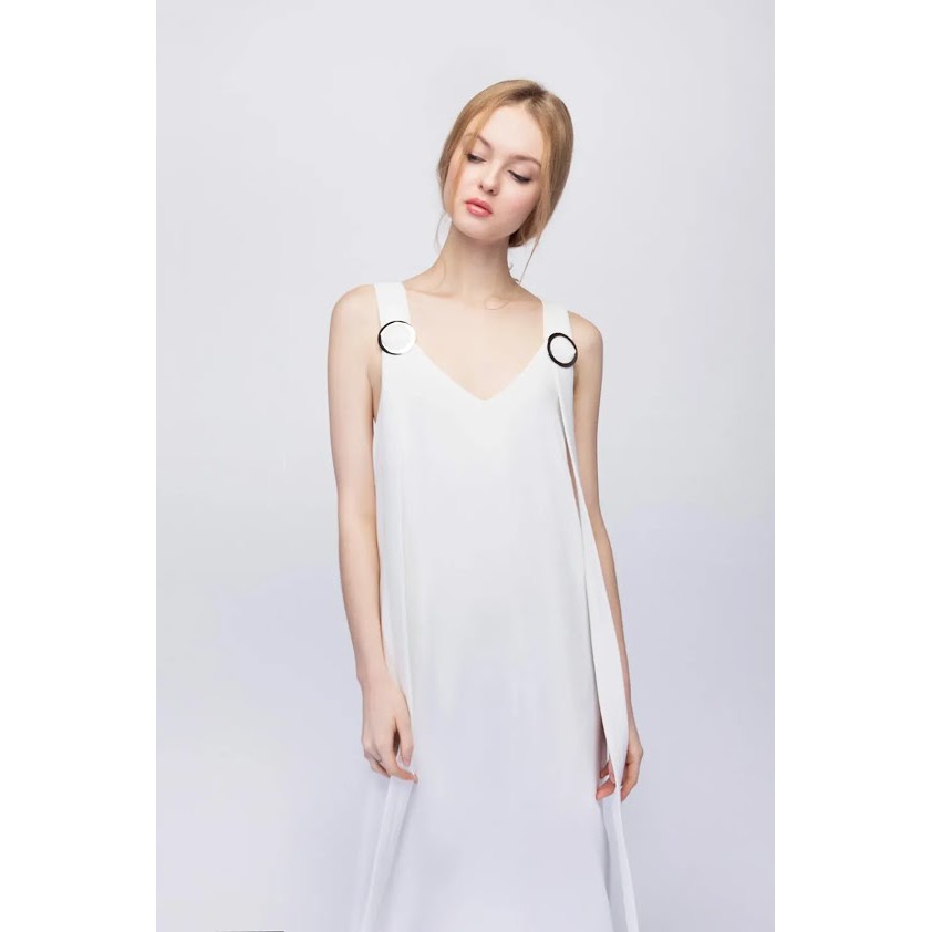 Đầm Form Dài Phối Dây (Side slit long dress) Can De Blanc