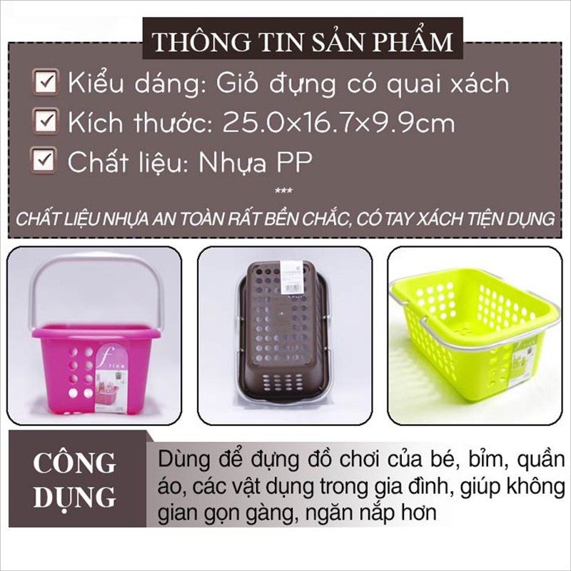 Giỏ đựng đồ đa năng có quai xách (hàng nhập khẩu Nhật bản)