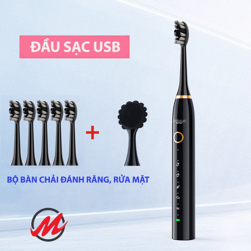 Bàn Chải Đánh Răng Điện JIALAIYA 5IN1 Có Đế Sạc Sang Chảnh,Đầu Máy Rửa Mặt Thế Hệ Mới Cao Cấp