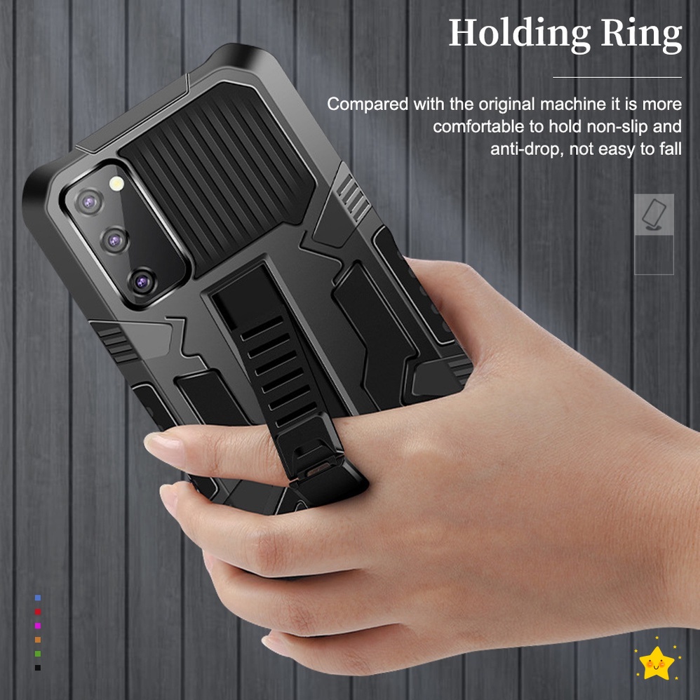 Anti-knock Armor Case For Xiaomi Redmi 9 Power 9A 9i 9C 9T Note 9 Pro Max 9S 4 4X 4A 5A 10X 4G Poco X3 NFC C3 Slide bracket Back Cover Phone Protective Cover