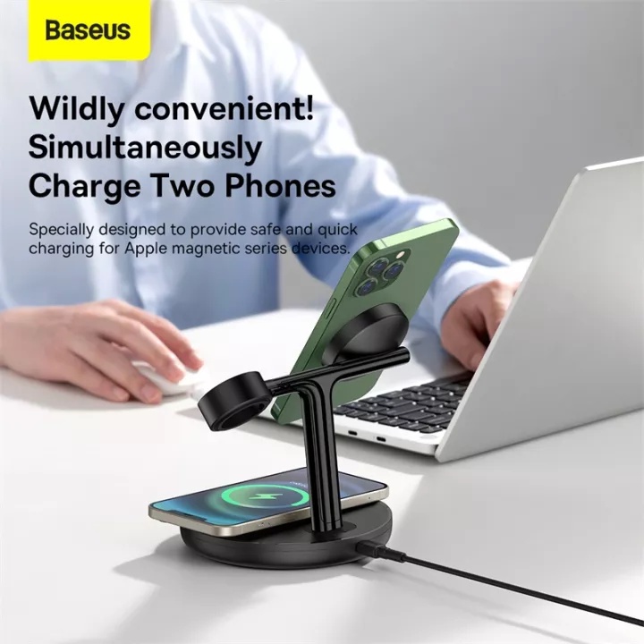 Đế sạc không dây Baseus Swan 3 in 1 Wireless Magnetic Charging Bracket 20W