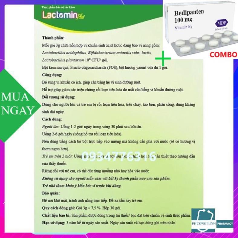 Combo Bedipanten 100mg +  Men LACTOMIN plus (hộp 30 gói)