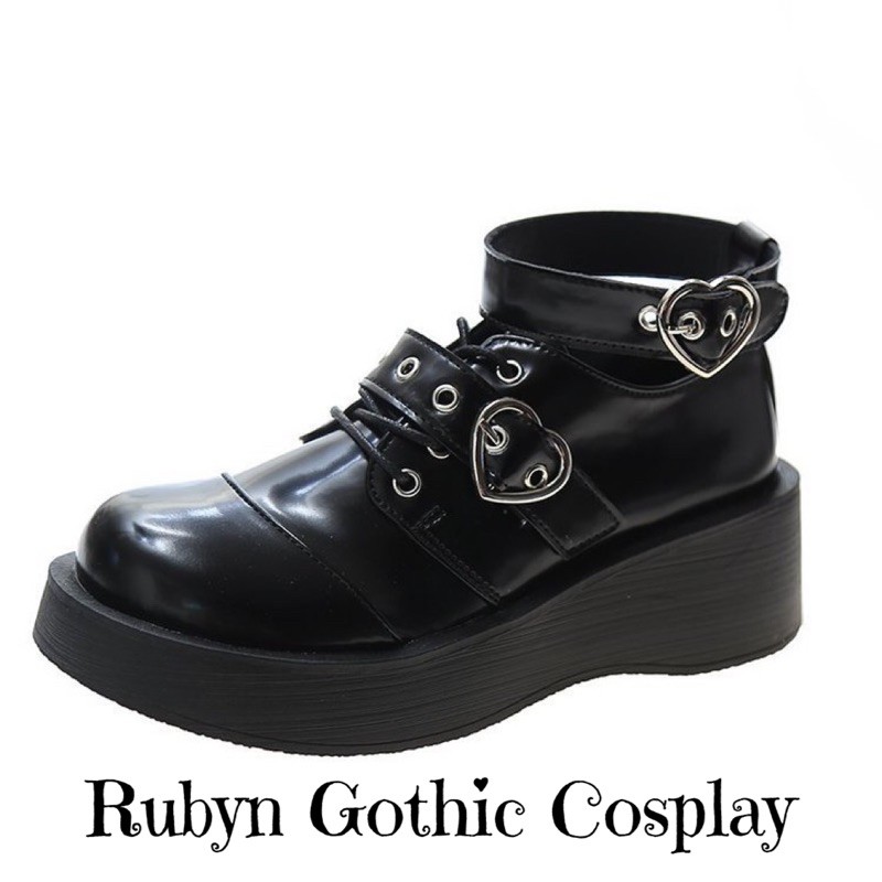 [CÓ SẴN]  Giày Boots Oxford Gothic Khoá Tim cá tính ( Size 35 - 39 )