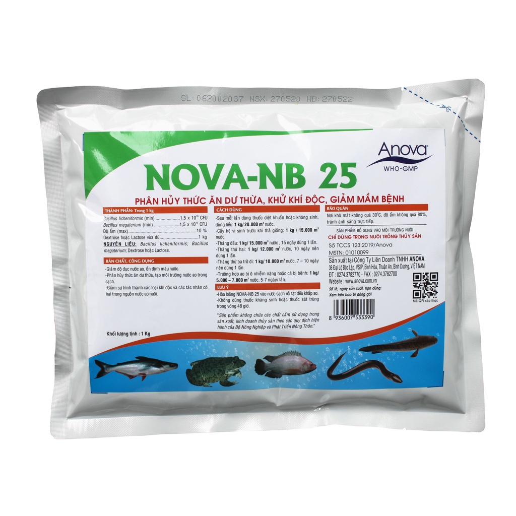 ANOVA Nova NB25 Làm sạch nước ao. phân hủy thức ăn dư thừa khí độc,Gói 1kg - Lonton store