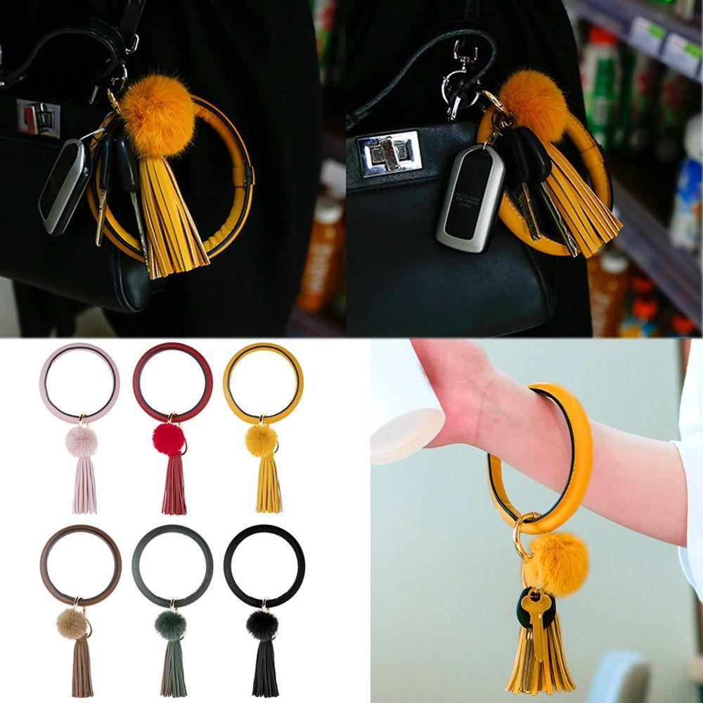 Móc Khóa Tua Rua Màu Cầu Vồng Phong Cách Bohemian