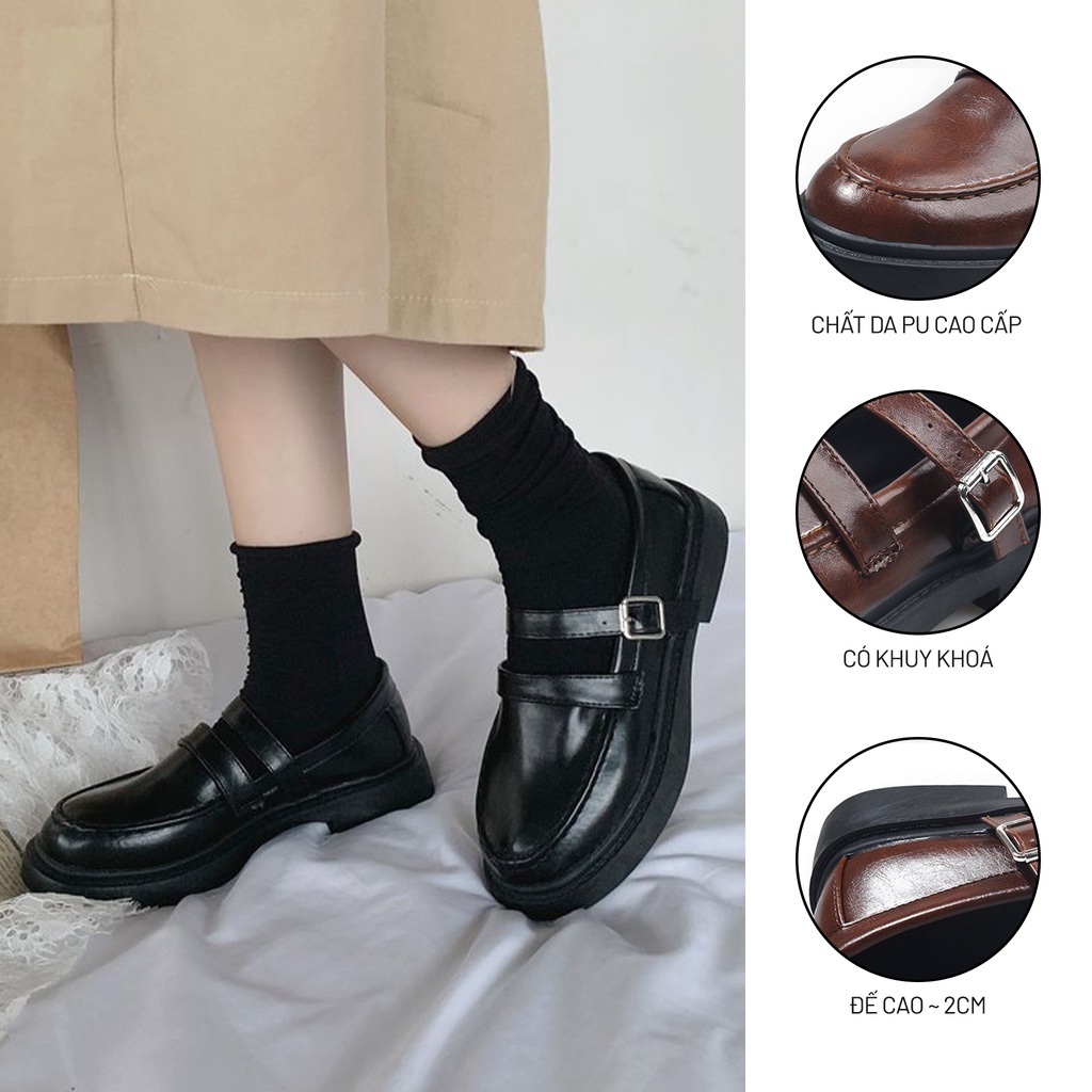 Giày Búp Bê Nữ Ulzzang Vintagae, Giày Lolita Mary Jane Có Quai Đế Cao Su 3cm Phong Cách Retro, Hàn Quốc - Iclassy_shoes