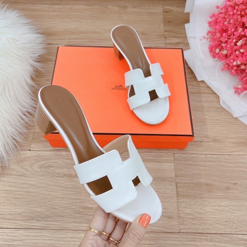 Bán Sỉ- Dép nữ cao gót quai mềm chữ H gót vuông vân gỗ 5cm