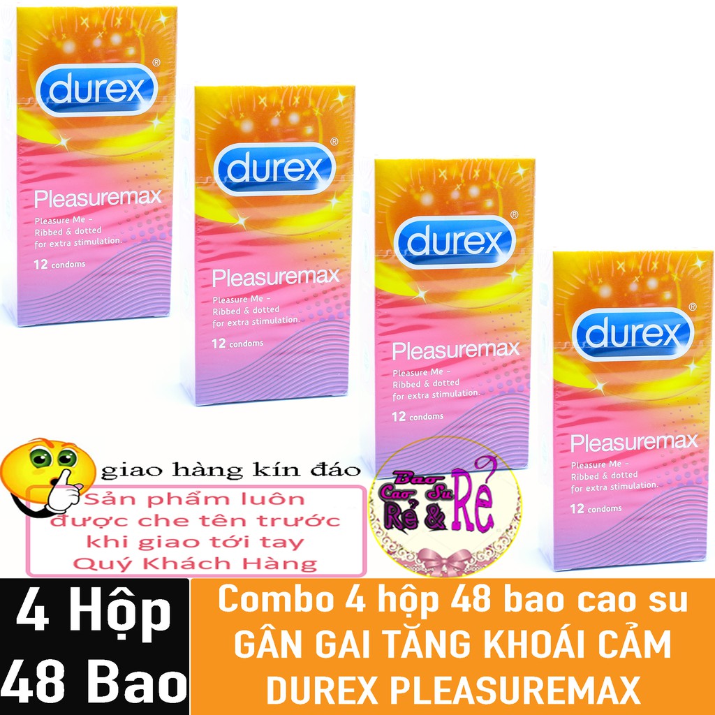 [DEAL HOT] 4 Hộp 48 cái Bao Cao Su GÂN GAI Durex PleasuareMax