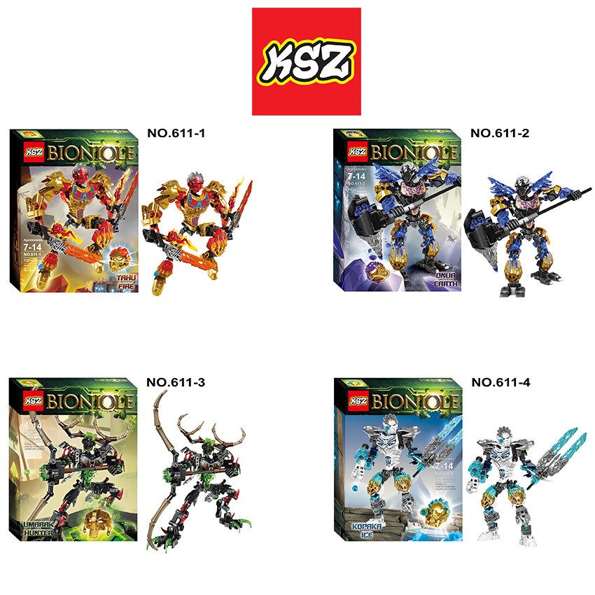 Bộ Xếp Hình Bionicle KSZ 611-1 KSZ 611-2 KSZ 611-3 KSZ 611-4 Lắp Ráp Chiến Binh Onua Chiến Binh Tahu