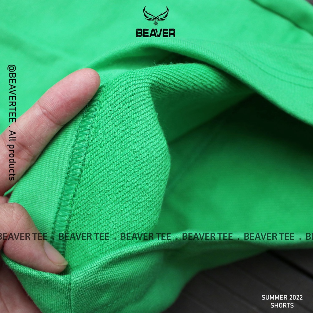 Quần XANH LÁ 2  TRƠN Short Thun, Quần Đùi Thun Họa Tiết Vải Nỉ Cotton Thoáng Mát Thoải Mái