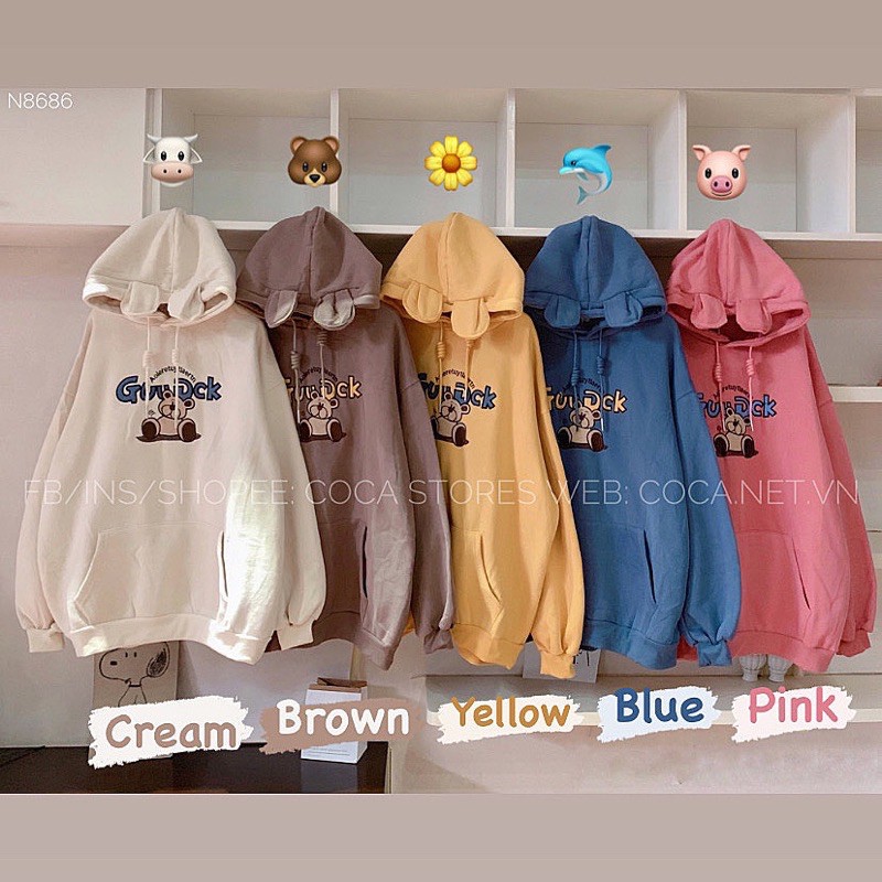 [N8230]🐻 Áo HOODIE nỉ bông mũ tai gấu GUUDUCK (Có sẵn/ảnh thật) | BigBuy360 - bigbuy360.vn
