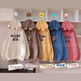 [N8230]🐻 Áo HOODIE nỉ bông mũ tai gấu GUUDUCK (Có sẵn/ảnh thật)