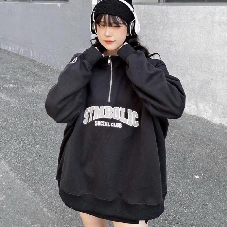 Áo Nỉ PoLo Khoá Cổ S.Y.M  Anhribistore Áo Sweater Cổ Trụ Tay Bồng Nam Nữ Unisex Form Rộng(Hàng Sẵn)