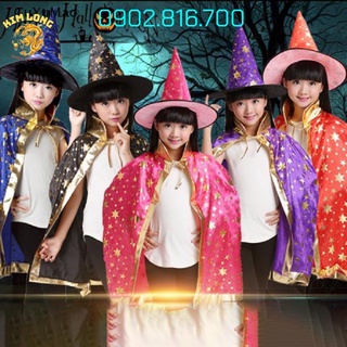 Set Áo Choàng và nón phù thuỷ trang phục hoá trang Halloween cho bé trai và bé gái