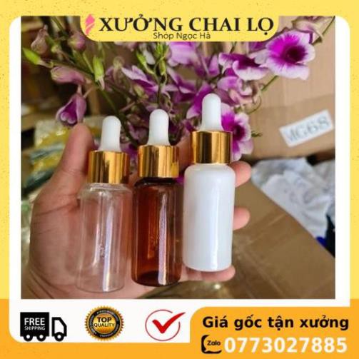 Lọ Chiết Serum ❤ RẺ VÔ ĐỊCH ❤ [30ml,50ml,100ml] Chai nhựa pet đựng tinh dầu bóp giọt Khoen vàng chiết mỹ phẩm .