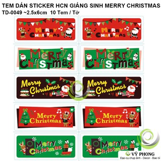 TEM DÁN STICKER NHÃN DÁN HCN NOEL GIÁNG SINH MERRY CHRISTMAS TRANG TRÍ NIÊM PHONG BAO BÌ HỘP QUÀ BÁNH TD-0049