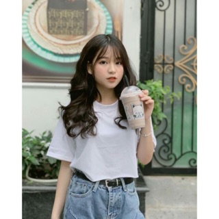 Áo Croptop Nữ Cổ Tròn Form Rộng Chất Cotton Thoáng Mát Co Giãn Thời Trang Basic CinZy SG
