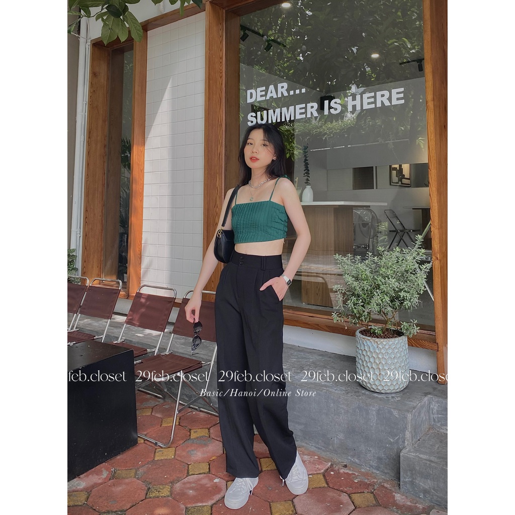 [Ảnh thật/Video] Áo 2 dây thắt nơ chun lưng - 29feb.closet - A68