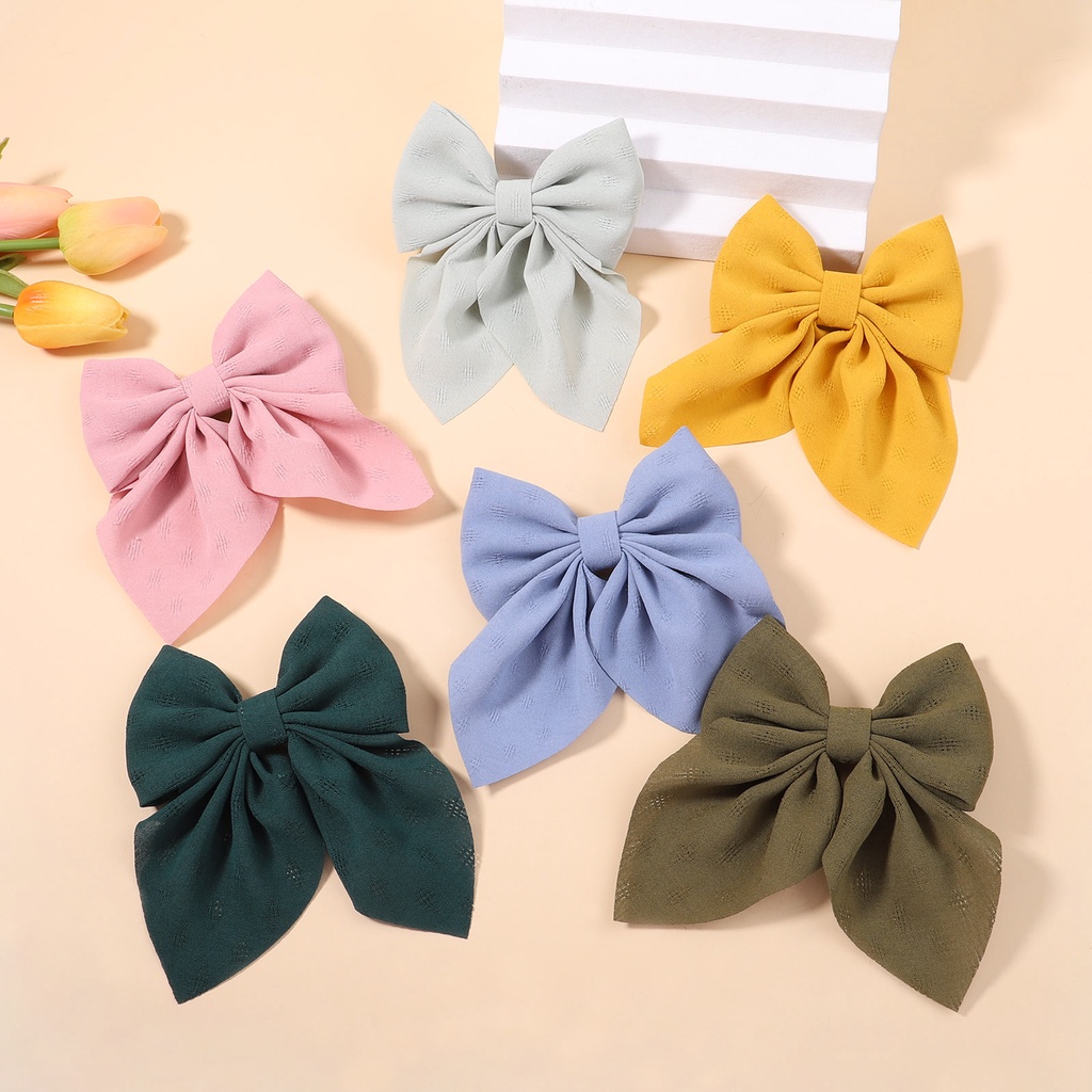 Kẹp tóc nơ KIDSBOWS 5 inches vải lanh cotton nhiều màu sắc dành cho nữ