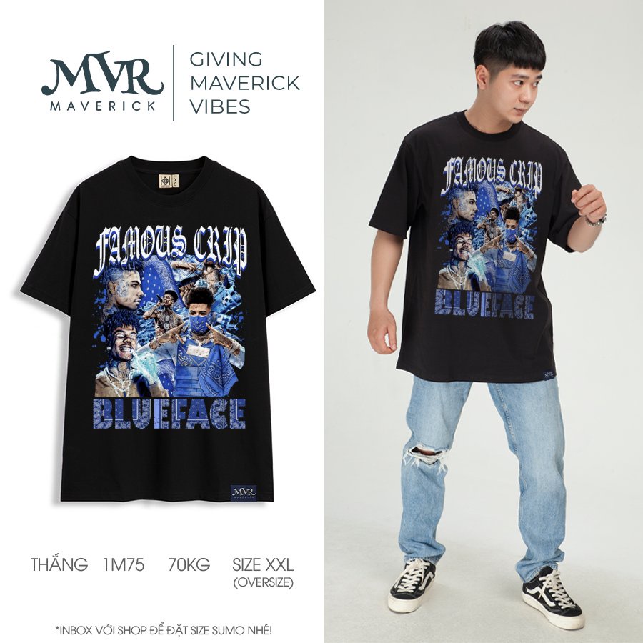 Áo thun hip hop rappers Famous Crid 2022 unisex nam nư phông nữ phong cách đường phố Mỹ xanh MVR BB4308