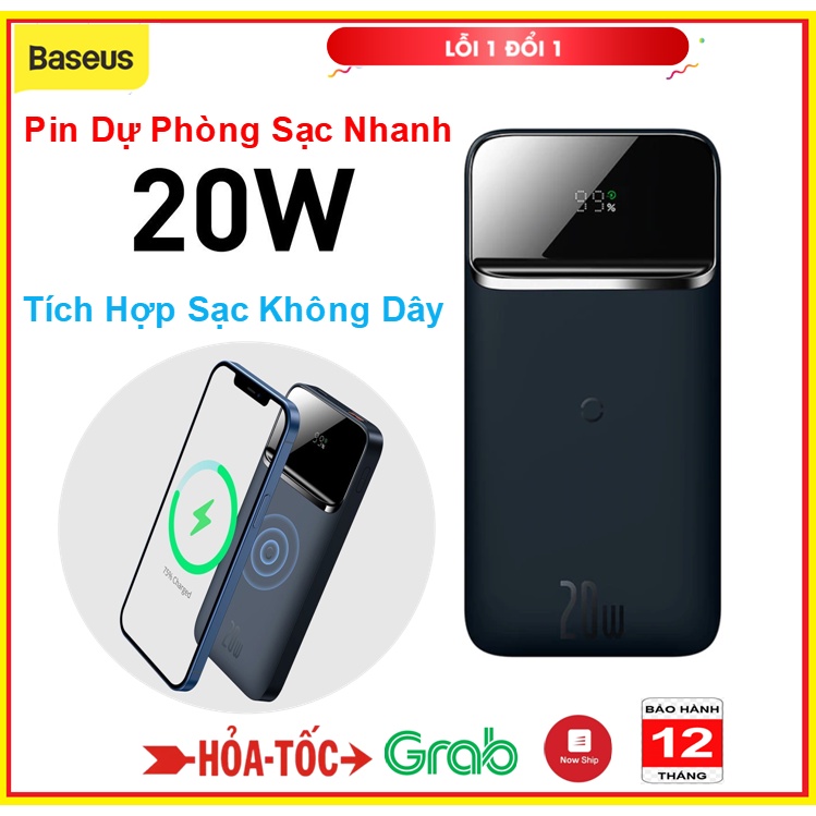 Pin dự phòng tích hợp sạc nhanh không dây nam châm PD 20W Baseus Magnetic Wireless Quick Charging Power Bank(10000mAh)