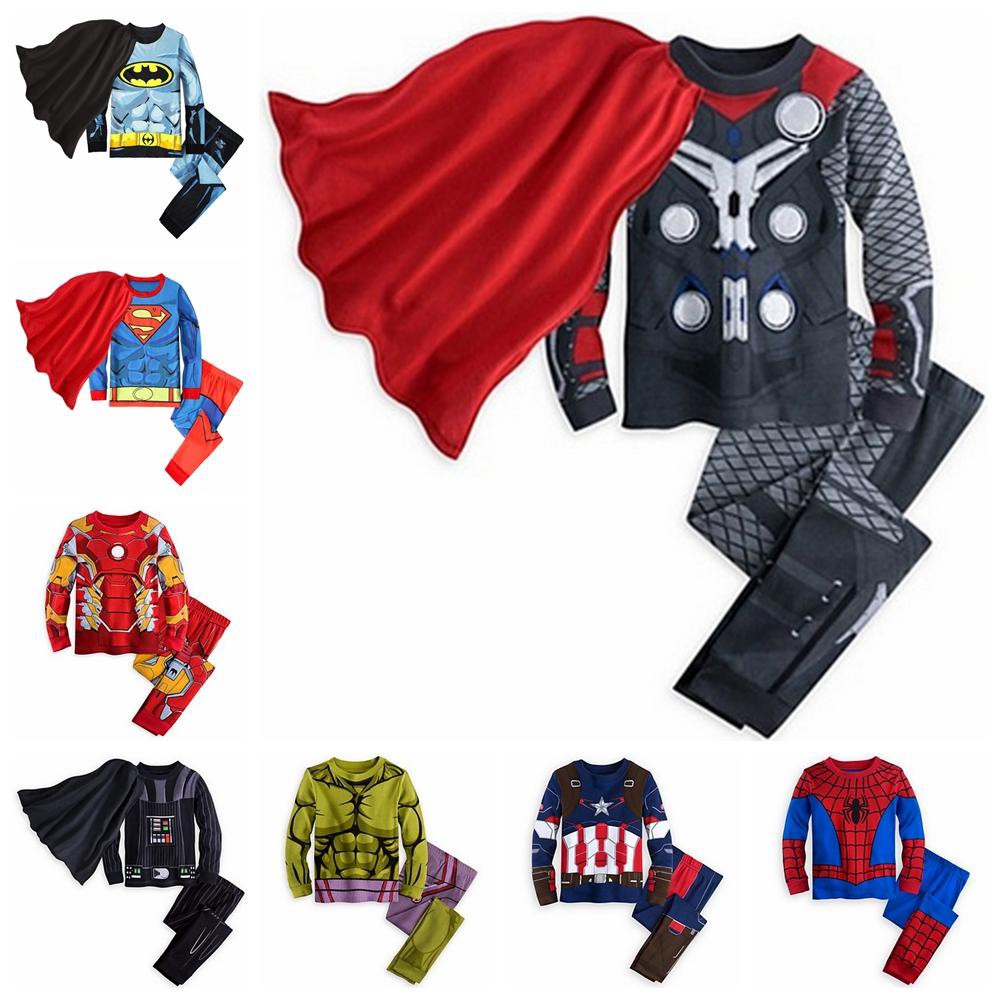 Bộ Đồ Ngủ Cotton Tay Dài Phong Cách Superman Sáng Tạo Cho Bé