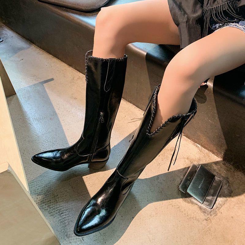 Giày Bốt Cao Gót Mũi Nhọn Thời Trang Âu Mỹ 2022 Cho Nữ