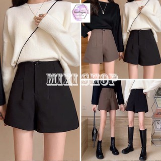 Quần Giả Váy Nữ Cạp Cao ⚡FREESHIP⚡ 🦋 Quần Short Nữ Túi Trước Cúc Cài Cạp Cao 🦋 Chất Tuyết Mưa Ống Rộng
