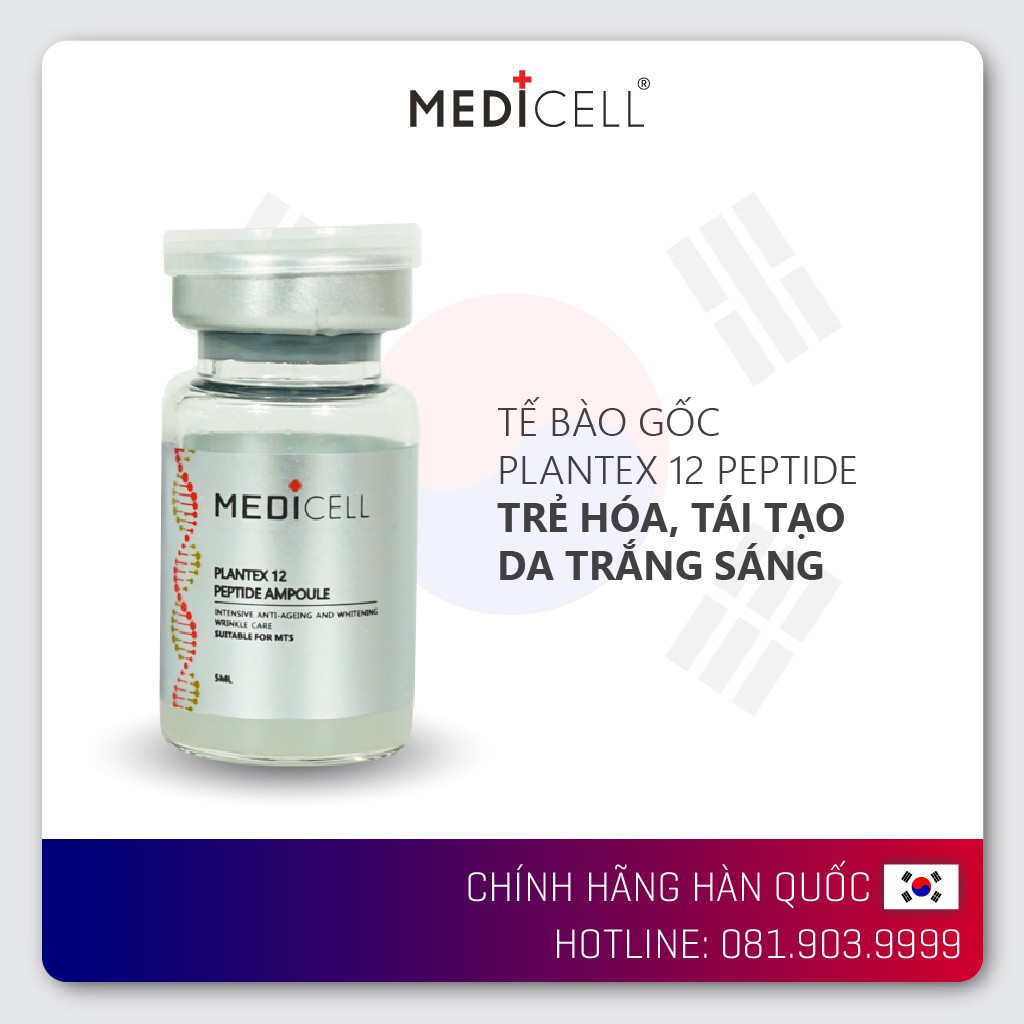 Tế bào gốc thực vật Hàn Quốc Plantex 12 Peptide Medicell làm trắng da, hết sẹo rỗ, da căng bóng mướt mịn