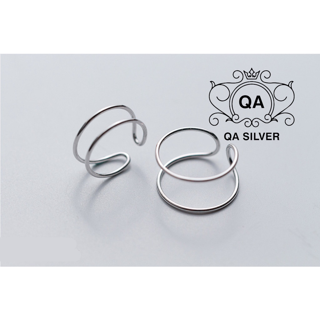 Nhẫn bạc 925 hai tầng nam nữ trơn mảnh tối giản 2 kiểu S925 LAYER Silver Ring QA SILVER RI191202