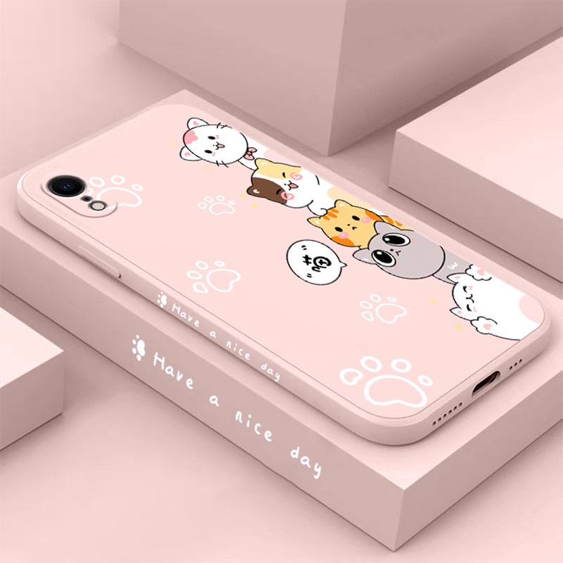 QIANZI Ốp Lưng TPU Silicon Hình Mèo Dễ Thương Cho iPhone 7plus 8plus X xs xr xs max