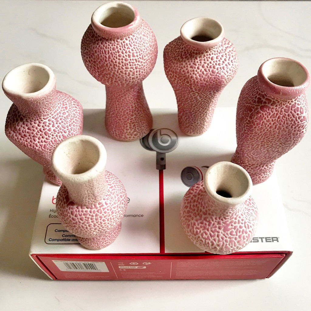 SET 6 BÌNH HOA MINI BÁT TRÀNG HANDMADE - TRANG TRÍ KHÔNG GIAN SỐNG, BÀN LÀM VIỆC, GÓC HỌC TẬP – HỒNG ĐỐM – BỀN ĐẸP TI