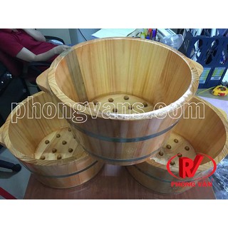 Thau gỗ ngâm chân có hạt massage