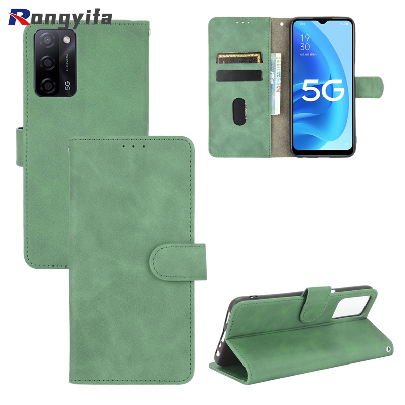 Bao Da Điện Thoại Nắp Gập Có Ngăn Đựng Thẻ Cho Oppo A55 A94 A93 A74 A54 Realme 8 Find X3 Pro C21 V11 Gt Reno 5z 5f 5g 4g