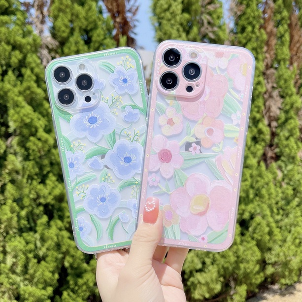 Casing Realme 8i 8 7 6 5 5s 5i C17 C2 C1 Pro 8Pro 7Pro 6Pro Lens Protection Style Cherry Peach Flowers+Bow Chain Fine Hole Shockproof Clear Soft Phone Case Cover CES 12