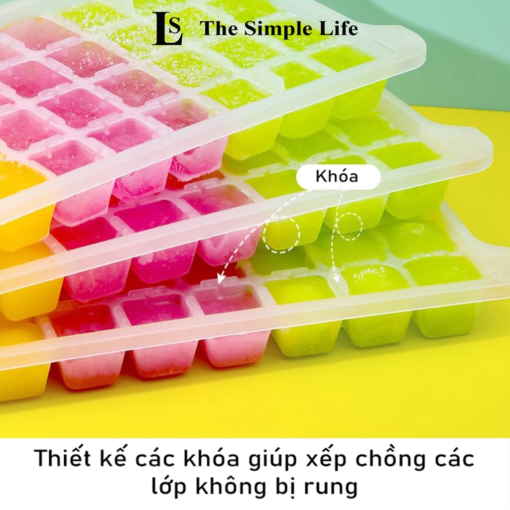 Khay làm đá, khuôn làm đá, làm kem tủ lạnh 72 viên chống mùi cao cấp + tặng kèm xẻng xúc đá [CHÍNH HÃNG]