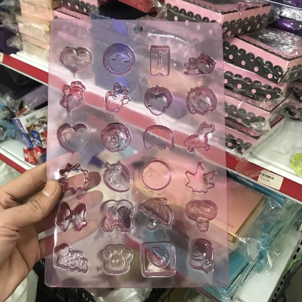 [Ảnh Thât+Video Hướng Dẫn] Khuôn Nhựa Đổ Chocolate,Kẹo Dẻo,Hàn Quốc 24 Hình Valentin Love