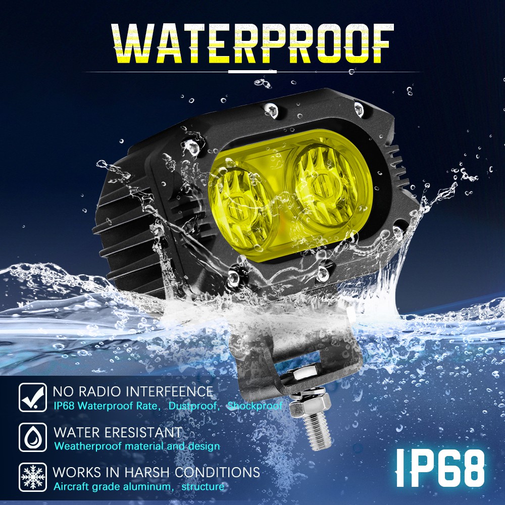 UNI-SHINE LED Pod Lights 4inch Flood Beam Driving Lights Fog Lights LED Work Light for Truck ATV Motor Boat