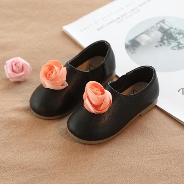 (Siêu đẹp) giày búp bê - giày bệt bé gái da hoa hông siêu đẹp MG baby v166 (bé gái)