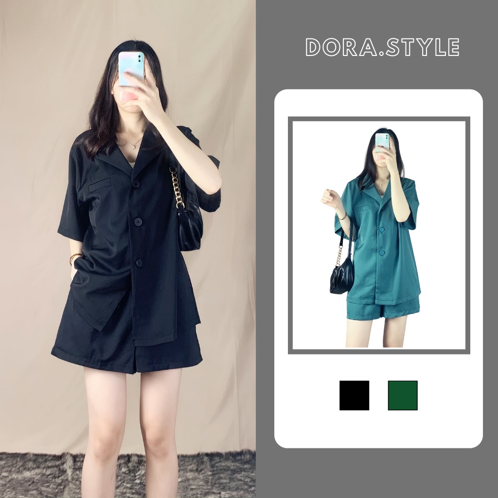 [Mã FAMARAL1 giảm 10K đơn 50K] [Ảnh thật/Sẵn] Set vest 3 cúc dọc ngắn tay/Set blazer ngắn tay S2178 Dorastyle
