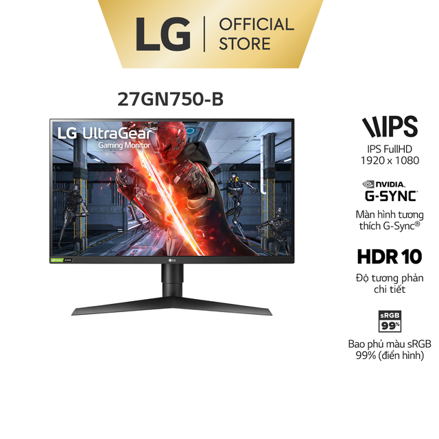 Màn Hình LG Ultragear™ 27GN750 27'' 16:9 FHD NVIDIA G-Sync IPS 1ms 240Hz HDR