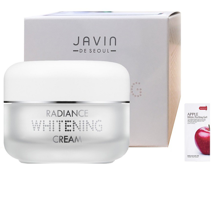 Kem dưỡng trắng da Javin De Seoul Radiance Whitening Cream Hàn quốc 50g/Hộp Và 1 gói tẩy da chết Beauskin 3g/gói